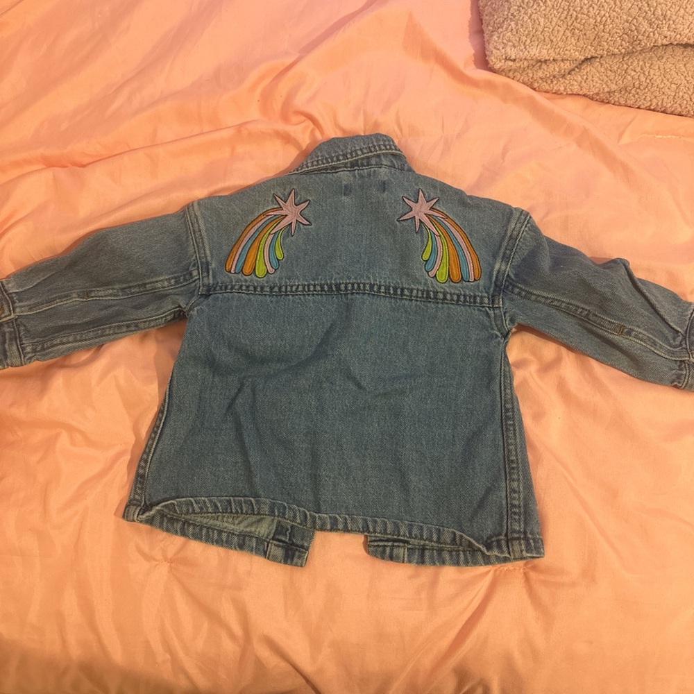 Stella McCartney Kids Blue Denim Jacket with Rainbow Accents